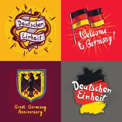 Deutschen Einheit banner set, hand drawn style