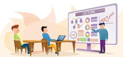 Lecture class concept banner, cartoon style vector