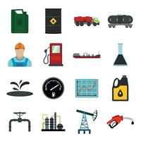 Oil industry flat icons set vector