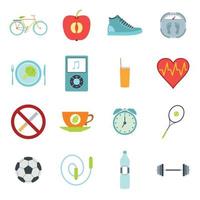 Healthy life style flat set vector