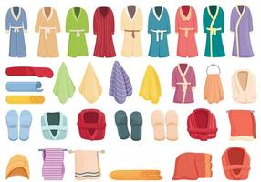 Spa clothing icons set cartoon vector. Bath robe vector