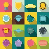 Badges icons set, flat style vector