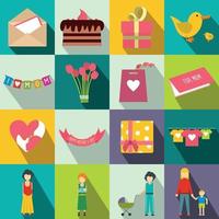 Mother Day flat icons vector