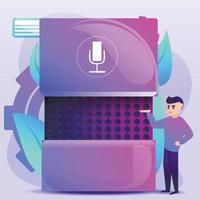 Smart speaker concept background, cartoon style vector