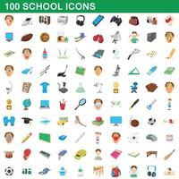 100 school set, cartoon style vector