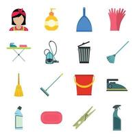 Cleaning flat icons vector