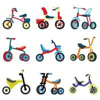 Tricycle icons set, flat style vector