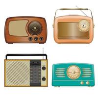 conjunto de iconos de radio, estilo realista vector