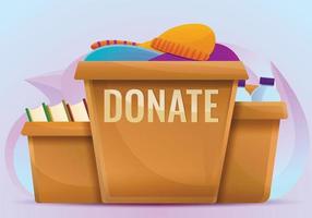 Donate boxes concept background, cartoon style vector