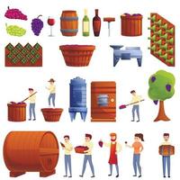 Winemaker icons set, cartoon style vector