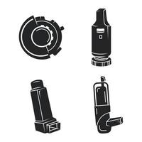 conjunto de iconos de inhalador, estilo simple vector