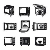 Microwave icons set, simple style vector