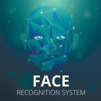 Face recognition system concept banner, cartoon style vector