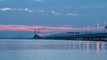 Penang Bridge during sunrise. video