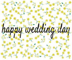 congratulations on the wedding day on a background of small yellow flowers vector