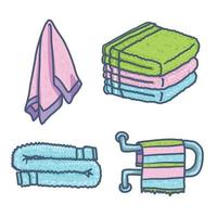 Towel icons set, hand drawn style vector