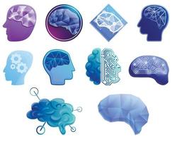 Neuromarketing icons set, cartoon style vector