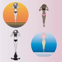 mujer en logotipo de vacaciones de verano. vector