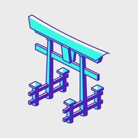 ilustración de icono de vector isométrico de puerta torii