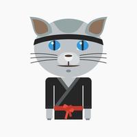 Editable Vector of Fighter Cat Character in Flat Cartoon Style for Children Book Illustration About Profession Concept