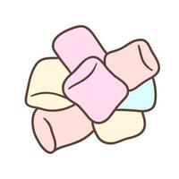 Marshmallow yellow and pink is isolated on a white background. Vector illustration for packing, Bunch of colorful marshmallows