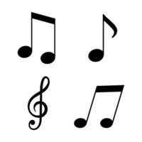 Music notes and treble clef icons set. Vector simple illustration isolated on white background