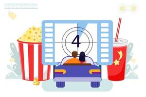 Drive-in movie theater vector