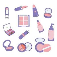 Makeup collection flat hand-drawn illustration vector
