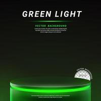 Stage with green light. Design for product display. Layout square, Vector illustration