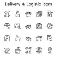 Delivery and Logistic icon set in thin line style vector