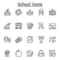 icono de la escuela en estilo de línea fina vector