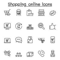 icono de compras en línea en estilo de línea fina vector