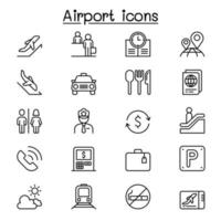 Airport icon set in thin line style vector