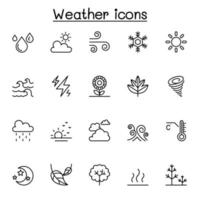 Weather icon set in thin line style vector