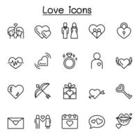 Love icon set in thin line style vector