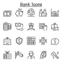 Money and banking icon set in thin line style vector