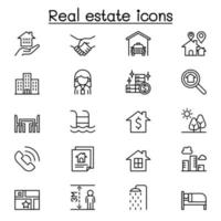 Real estate icon set in thin line style vector