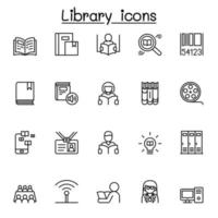 Library icon set in thin line style vector