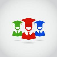 Smiling Guys in Graduation Cap Colorful Pictograms vector