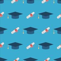 Graduation Cap and Diploma Seamless Pattern Background vector