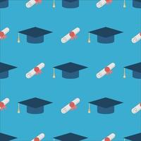 Graduation Cap and Diploma Seamless Pattern Background vector