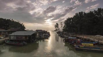 Timelapse sunset fisherman village video