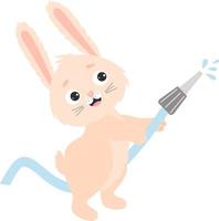 Farmer bunny with watering hose vector