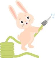 bunny with watering hose vector