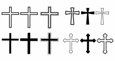 Christian cross set isolated on white background vector