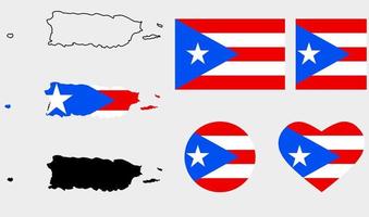 Commonwealth of Puerto Rico map flag icon set vector