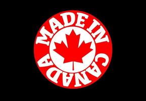 made in canada text with canadian flag isolated on black background vector