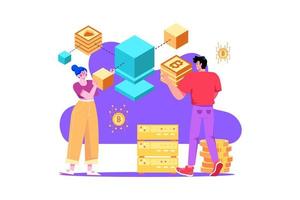 Connecting blocks in blockchain technology vector