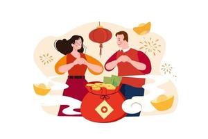 Chinese New Year Illustration concept. Flat illustration isolated on white background vector