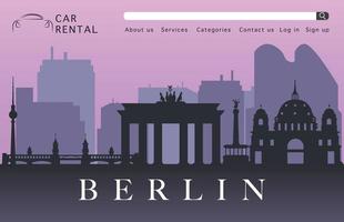 Abstract landing page for Berlin car rental agencies. vector